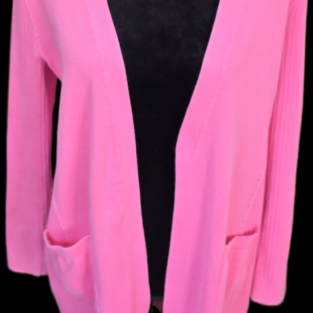 Talbots Coral Pink Ribbed Wrap Cardigan Sweater Small